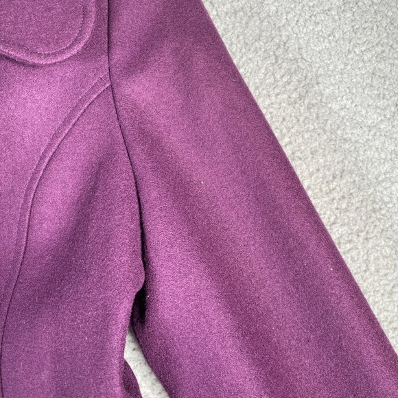 Tulle Purple Wool Blend Coat Button Front Lapel Collar Lined Women's Size L - Picture 5 of 16